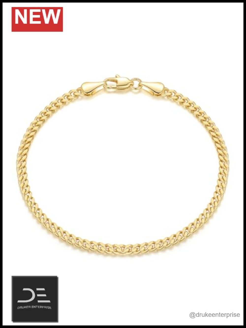 14K Gold Plated Cuban Link Bracelet Non Tarnish Women Gift